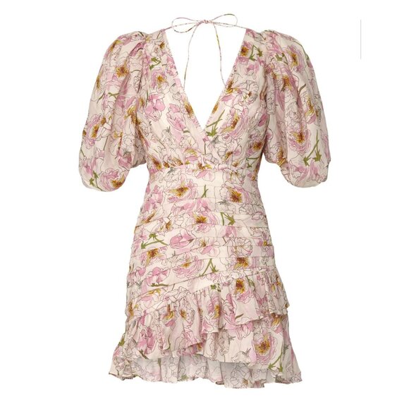 Sau Lee Posey Dress Floral Ruched Size 10 - Picture 5 of 15